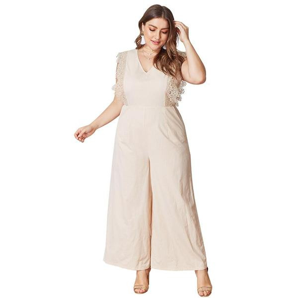 Γυναικεία ολόσωμη φόρμα  με μπεζ κέντημα