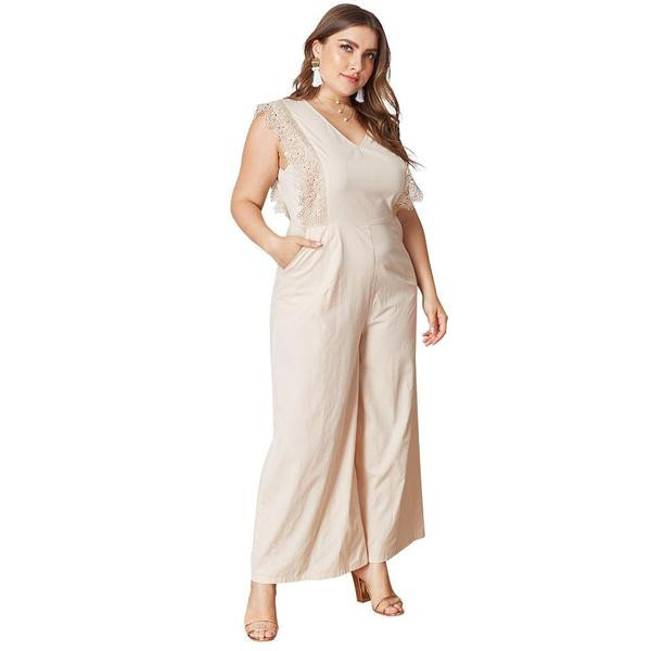 Γυναικεία ολόσωμη φόρμα  με μπεζ κέντημα