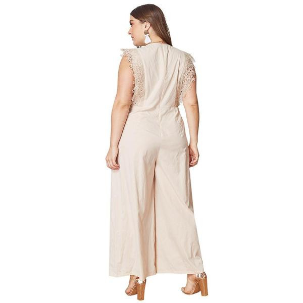 Γυναικεία ολόσωμη φόρμα  με μπεζ κέντημα