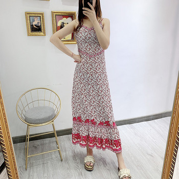 Rochie cu bretele subtiri si model floral