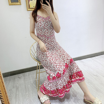 Rochie cu bretele subtiri si model floral