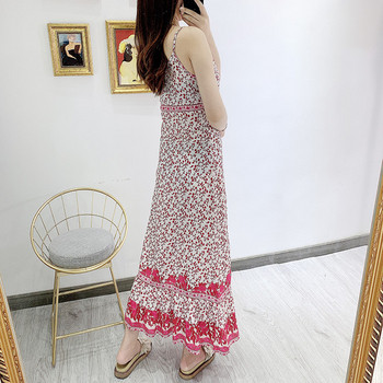 Rochie cu bretele subtiri si model floral