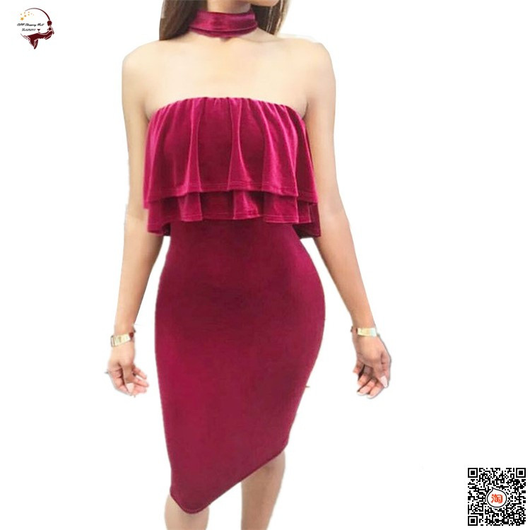 Модерна дамска рокля с голи рамене в  четири цвята