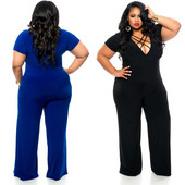 Γυναικεία ολόσωμη φόρμα σε μπλε και μαύρο χρώμα με κοντό μανίκι