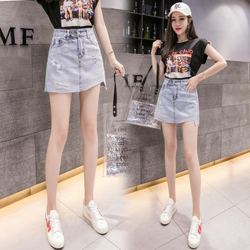 Fusta de dama din denim cu buzunare in doua culori