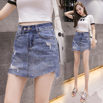 Fusta de dama din denim cu buzunare in doua culori