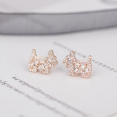 Cercei mici de dama cu pietre-doua culori