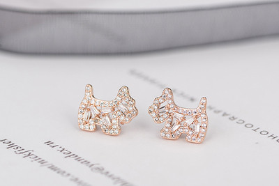 Cercei mici de dama cu pietre-doua culori