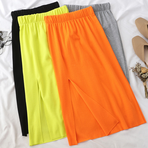 Fusta lungă de damă casual, cu fante în mai multe culori