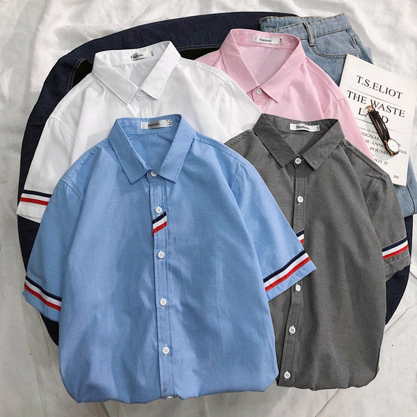 Cămașă modernă pentru bărbați cu mâneci scurte - în patru culori