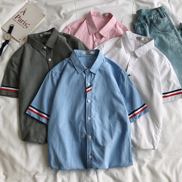 Cămașă modernă pentru bărbați cu mâneci scurte - în patru culori