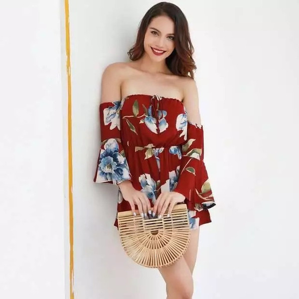 Дамски гащеризон с флорален десен в четири цвята