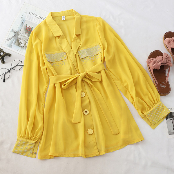 Set elegant pentru femei din două părți în negru, alb și galben