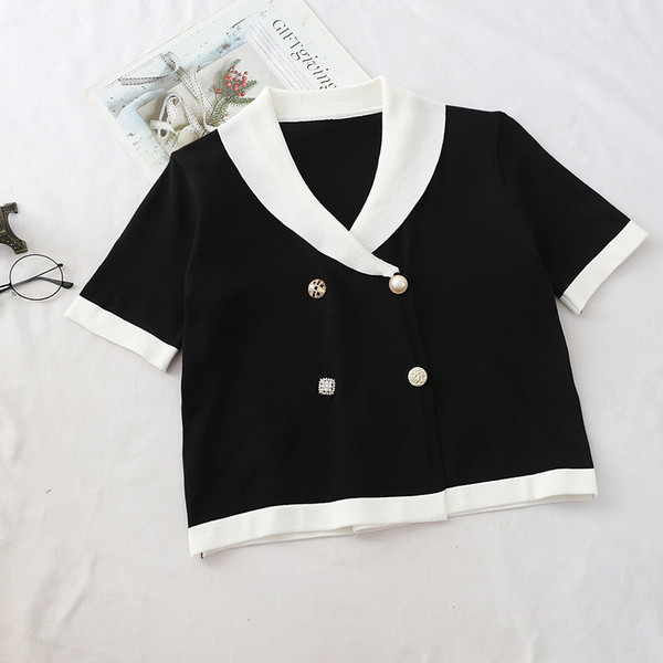 Дамски стилен комплект от две части в черен цвят