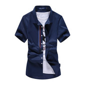 Cămașă bărbătească elegantă cu mâneci scurte - patru culori