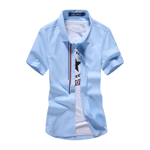 Cămașă bărbătească elegantă cu mâneci scurte - patru culori