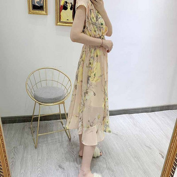 Rochie casual de dama cu bretele late si talie elastica