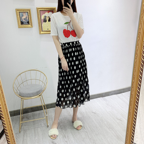 Fusta de dama din tul cu talie elastica cu puncte negre