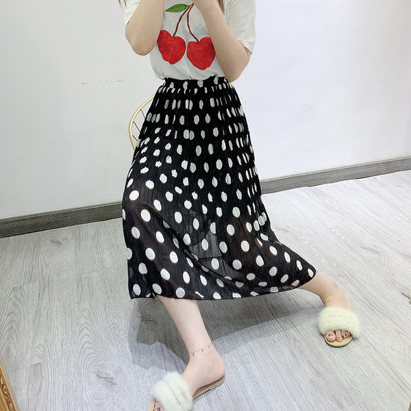 Fusta de dama din tul cu talie elastica cu puncte negre