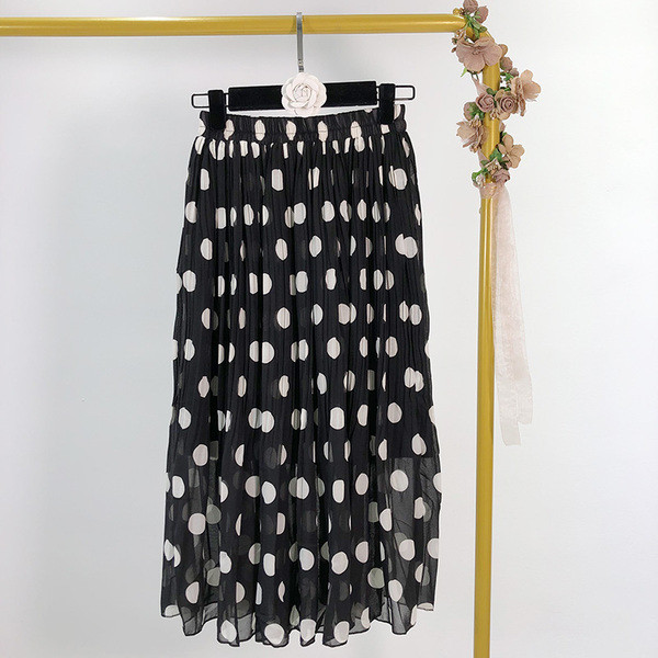 Fusta de dama din tul cu talie elastica cu puncte negre