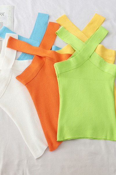 Maieu casual dama cu bretele incrucisate in mai multe culori