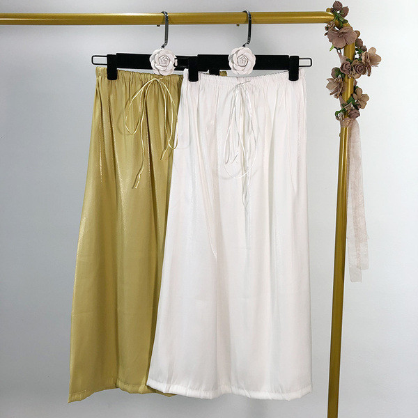 Fusta casual dama cu elastic si legaturi in talie in doua culori