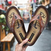 Papuci casual barbatesti din piele ecologica in doua culori