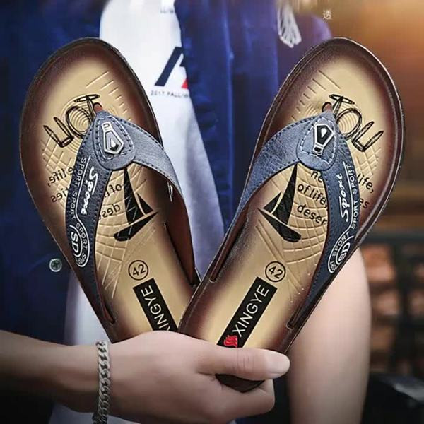 Papuci casual barbatesti din piele ecologica in doua culori