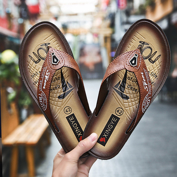 Papuci casual barbatesti din piele ecologica in doua culori