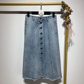 Fusta de dama din denim cu nasturi si buzunare in albastru