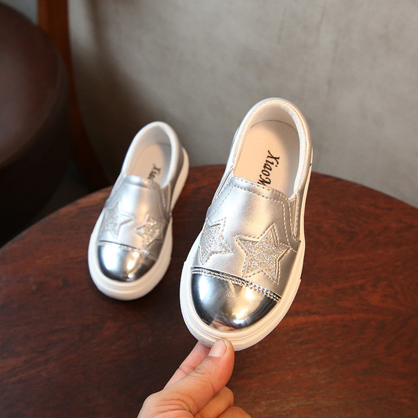 Pantofi moderni pentru copii argintii si roz