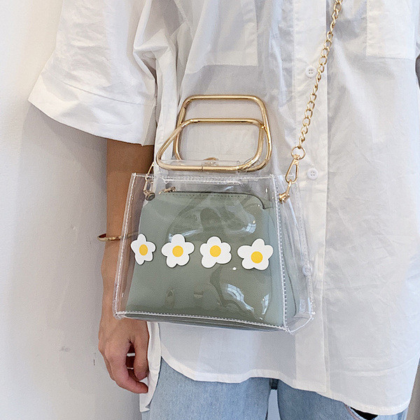 Geanta dama cu maner metalic lung si scurt