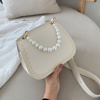 Geantă de mână elegantă cu decor de perle