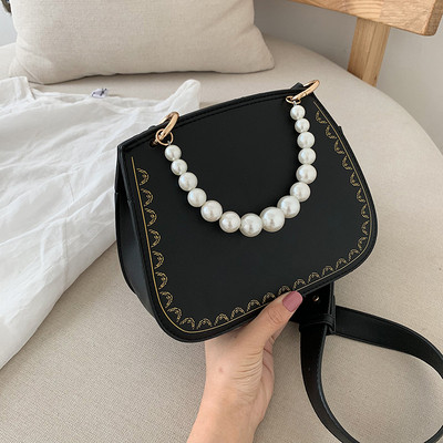 Geantă de mână elegantă cu decor de perle
