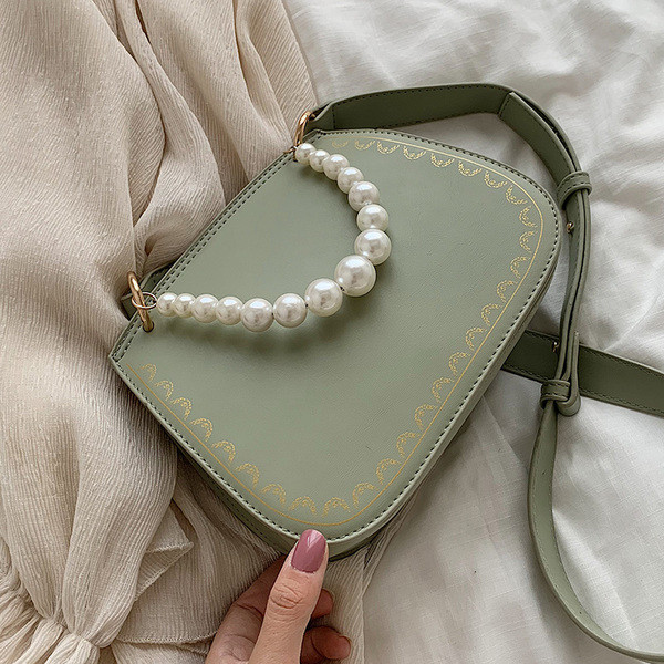 Geantă de mână elegantă cu decor de perle