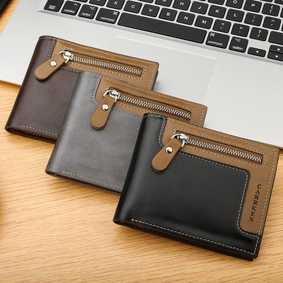 Модерен мъжки портфейл с цип в три цвята