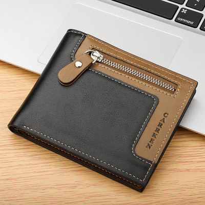 Модерен мъжки портфейл с цип в три цвята