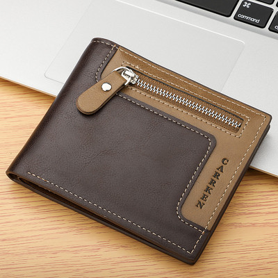 Модерен мъжки портфейл с цип в три цвята