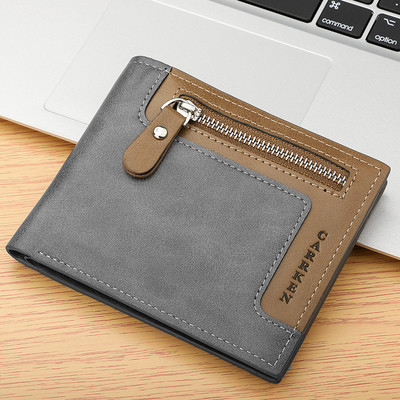 Модерен мъжки портфейл с цип в три цвята