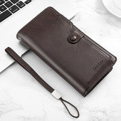 Portofel mare pentru bărbați în negru, maro și gri