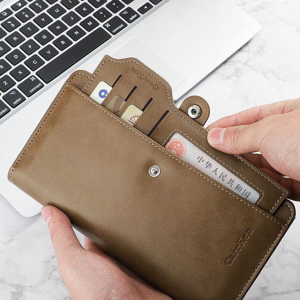 Portofel mare pentru bărbați în negru, maro și gri