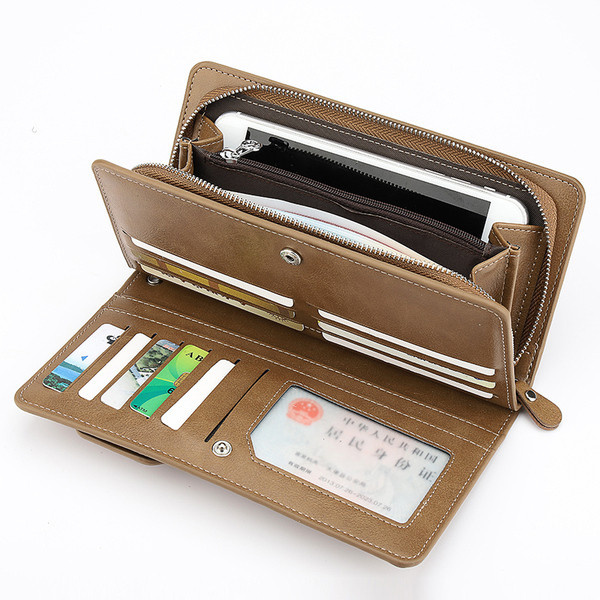 Portofel mare pentru bărbați în negru, maro și gri