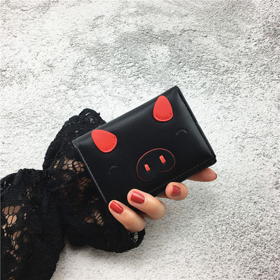 Ежедневен дамски портфейл в два цвята с апликация от еко кожа