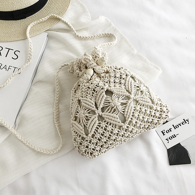 Geanta de dama model NOU tricotata cu maner lung in doua culori