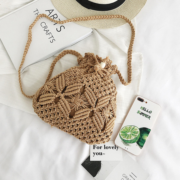 Geanta de dama model NOU tricotata cu maner lung in doua culori