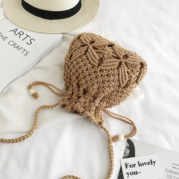 Geanta de dama model NOU tricotata cu maner lung in doua culori