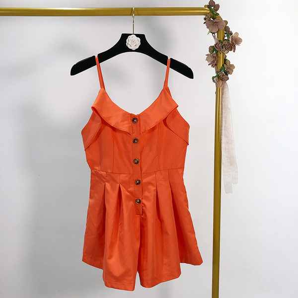 Salopetă casual de damă, cu decolteu în V și bretele subțiri