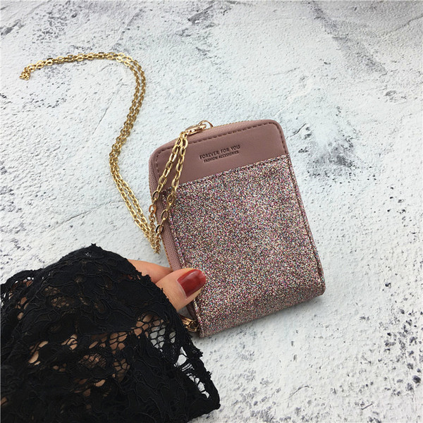 Portofel de dama modern in mai multe culori cu lant