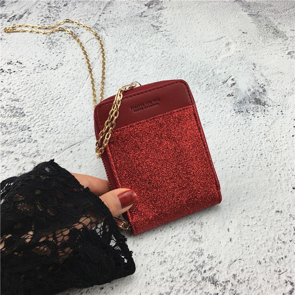 Portofel de dama modern in mai multe culori cu lant