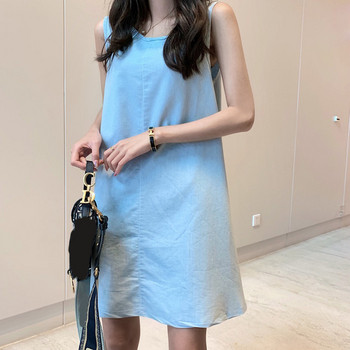 Rochie casual dama model lat cu decolteu O in albastru